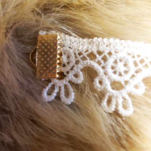 2/$22 Lace choker necklace cream biege / thin floral s boho victorian western - Picture 5 of 7